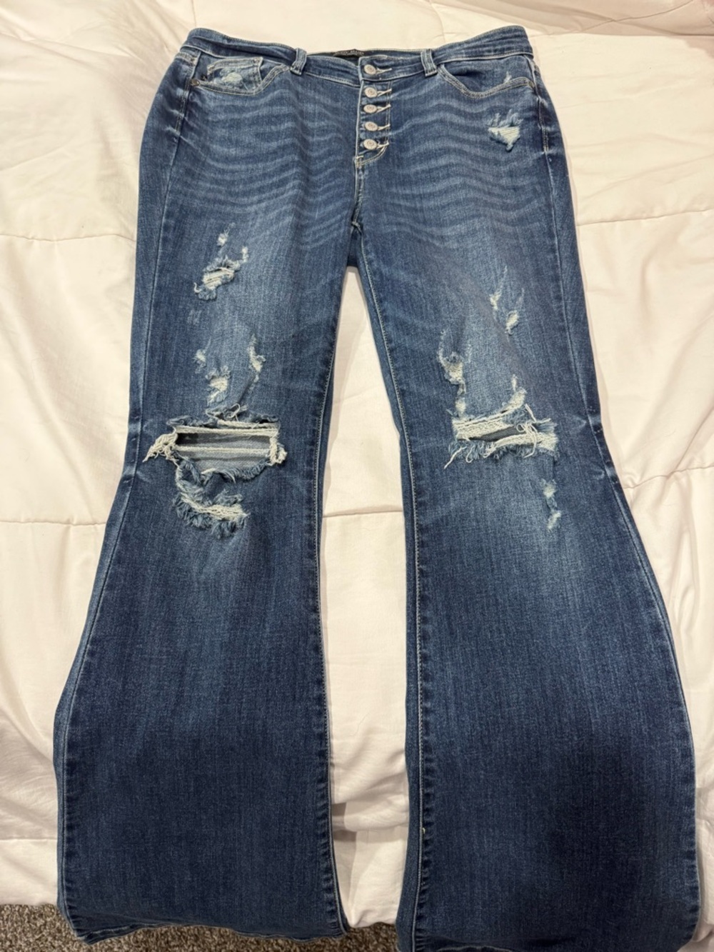 Judy Blue Dark Blue Distressed Flare Jeans